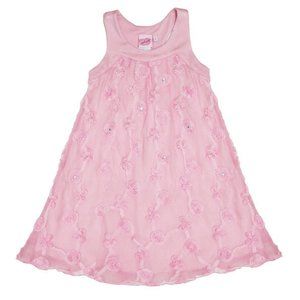 Lipstik Girls Pink Sleeveless Floral Ruffle Dress